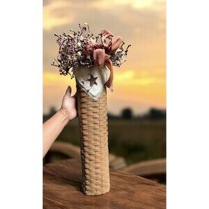 Wall Basket Vintage Country Kitchen Decor Wicker Woven Rustic 22” Farmhouse